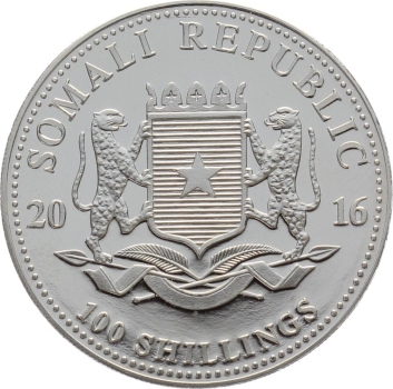 Somalia 100 Schilling Silber 2016 Elefant - 1 Unze Feinsilber